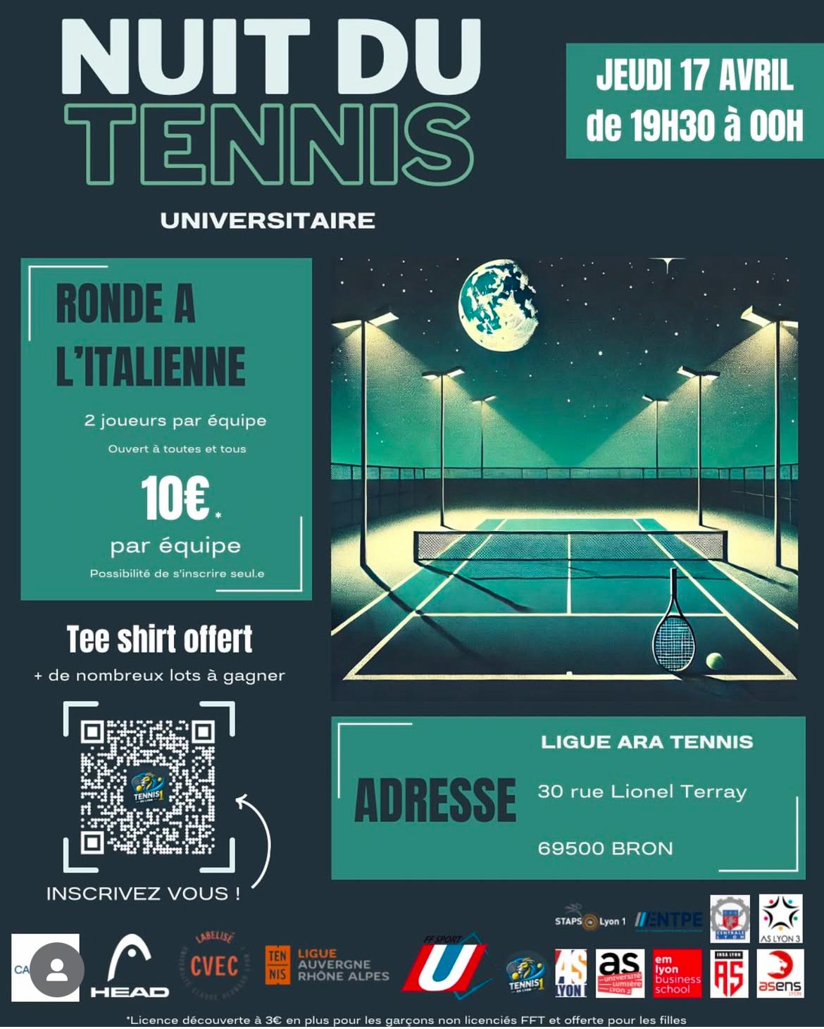 Nuit du tennis AS Univ Lyon 1